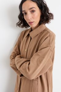 Button-front oversized sweatshirt - Camel Button-front oversized sweatshirt - Camel