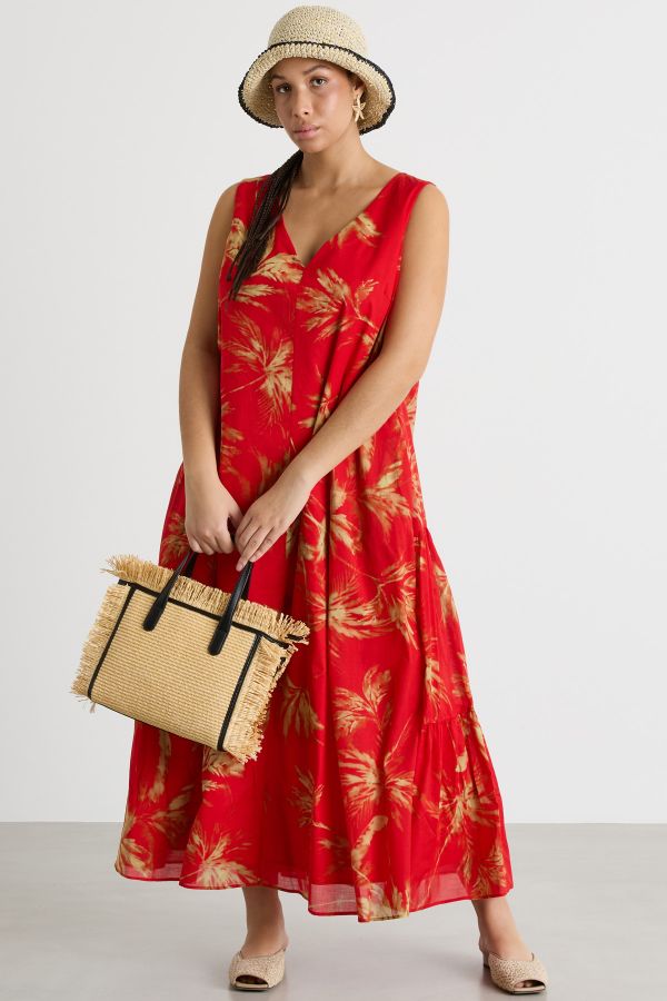 A-line voile dress - Red