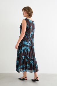A-line voile dress - Brown Light Blue