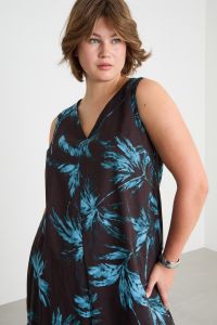 A-line voile dress - Brown Light Blue