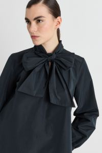 A-line dress with scarf collar - Black
