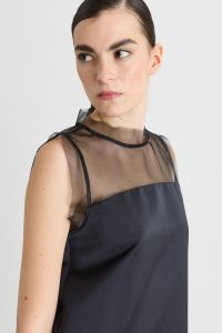 A-line dress with organza insert - Black A-line dress with organza insert - Black