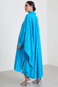 Broderie anglaise poplin dress - Turquoise