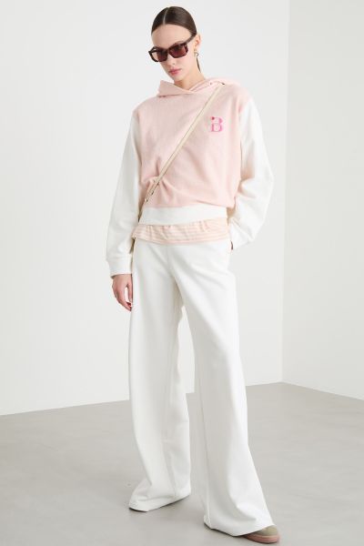 Hooded Sweatshirt - Pink White