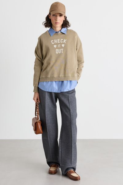 Distressed print sweatshirt - Beige
