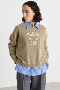 Distressed print sweatshirt - Beige