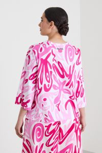 Printed T-shirt with pocket - Fuchsia