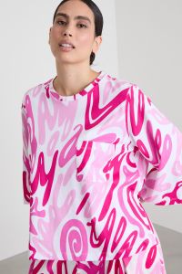 Printed T-shirt with pocket - Fuchsia