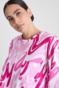 Printed T-shirt with pocket - Fuchsia