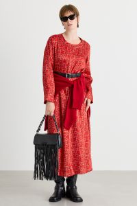 A-line twill dress - Red A-line twill dress - Red