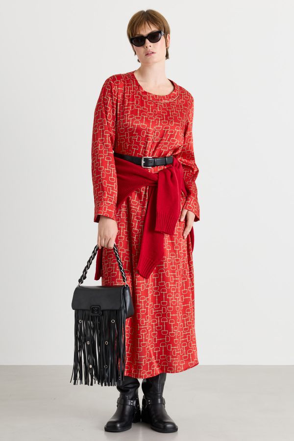 A-line twill dress - Red A-line twill dress - Red