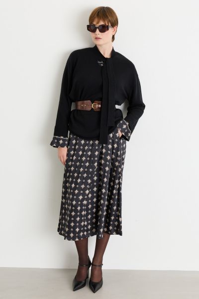 A-line twill dress - Black