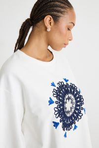 Embroidered jersey sweatshirt - White Embroidered jersey sweatshirt - White