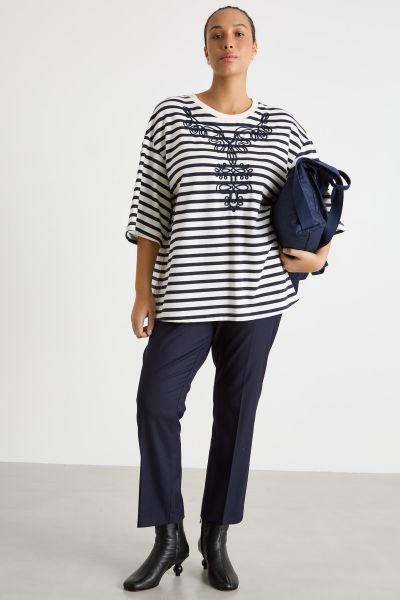 Embroidered jersey sweatshirt - White Blue