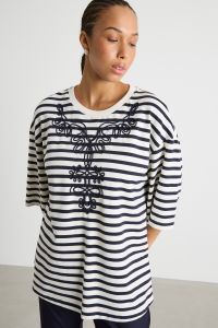 Embroidered jersey sweatshirt - White Blue Embroidered jersey sweatshirt - White Blue