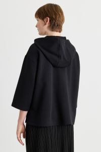 Boxy three-quarter-sleeve hoodie - Black Boxy three-quarter-sleeve hoodie - Black