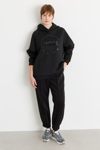 Glossy-print hoodie - Black