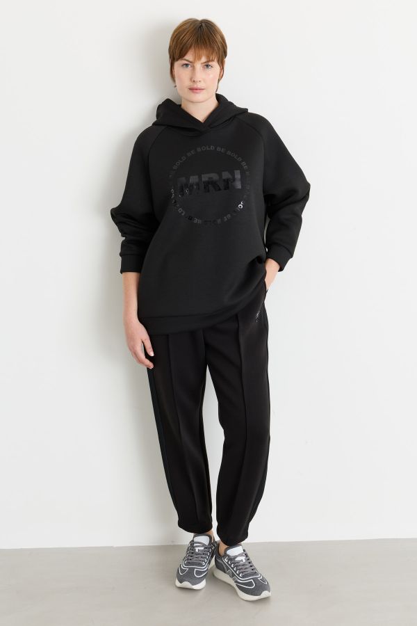 Glossy-print hoodie - Black Glossy-print hoodie - Black