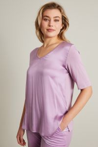 Bi-material T-shirt - Lilac