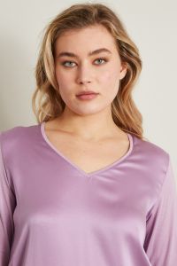 Bi-material T-shirt - Lilac