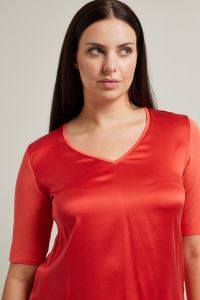 Bi-material T-shirt - Coral