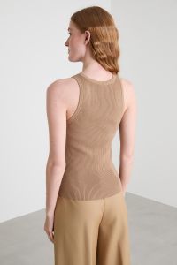 Rib-knit top - Camel