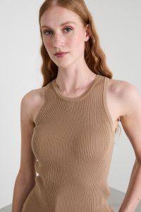 Rib-knit top - Camel